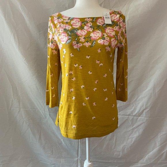 NEW Women's LOFT Yellow Floral Shirt size Small - Picture 2 of 9